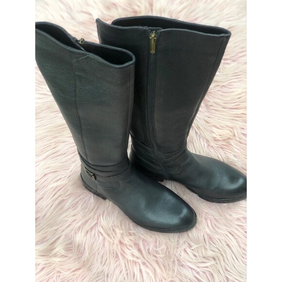 Sam Edelman Marlon High Knee Riding Boots Black Leather - Picture 4 of 5